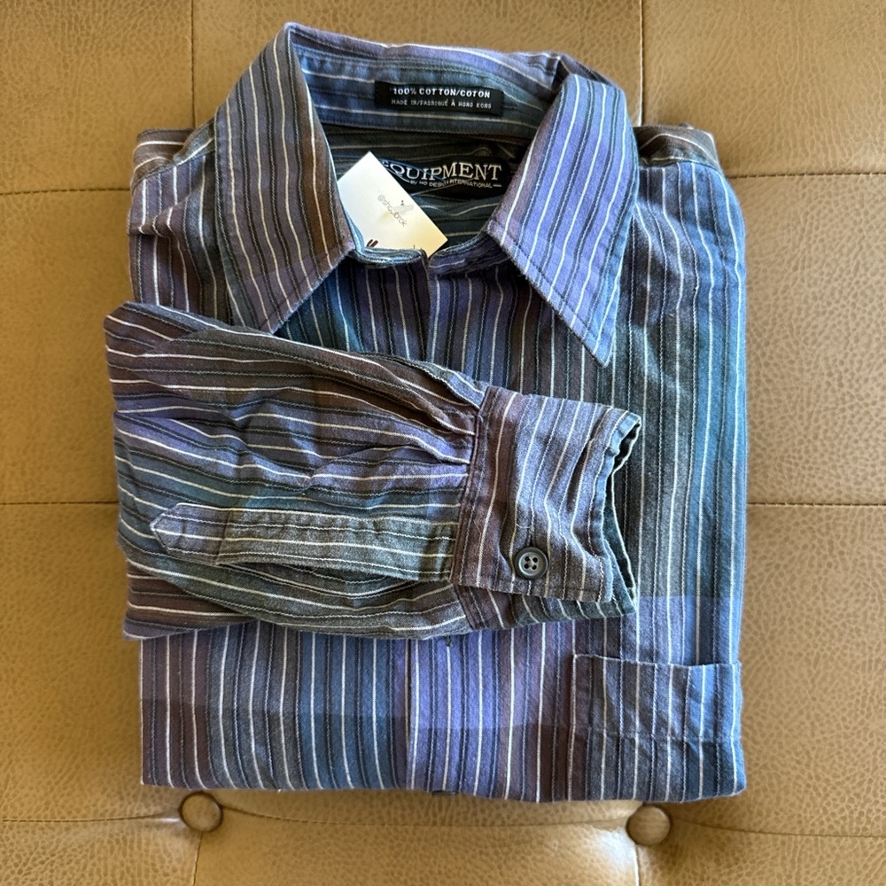 Equipment Long Sleeve Stripe Button Up Size Men's